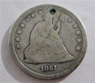 Seated Liberty Silver Quarter dated "1861"
