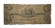 Confederate Five-Dollar bill, September 1861