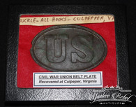 Original Civil War “US” Belt Plate, recovered at Culpeper, VA