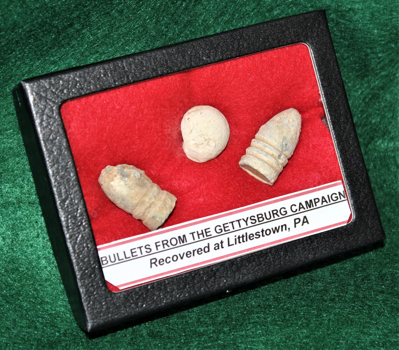 Grouping of three Civil War bullets from Gettysburg Campaign
