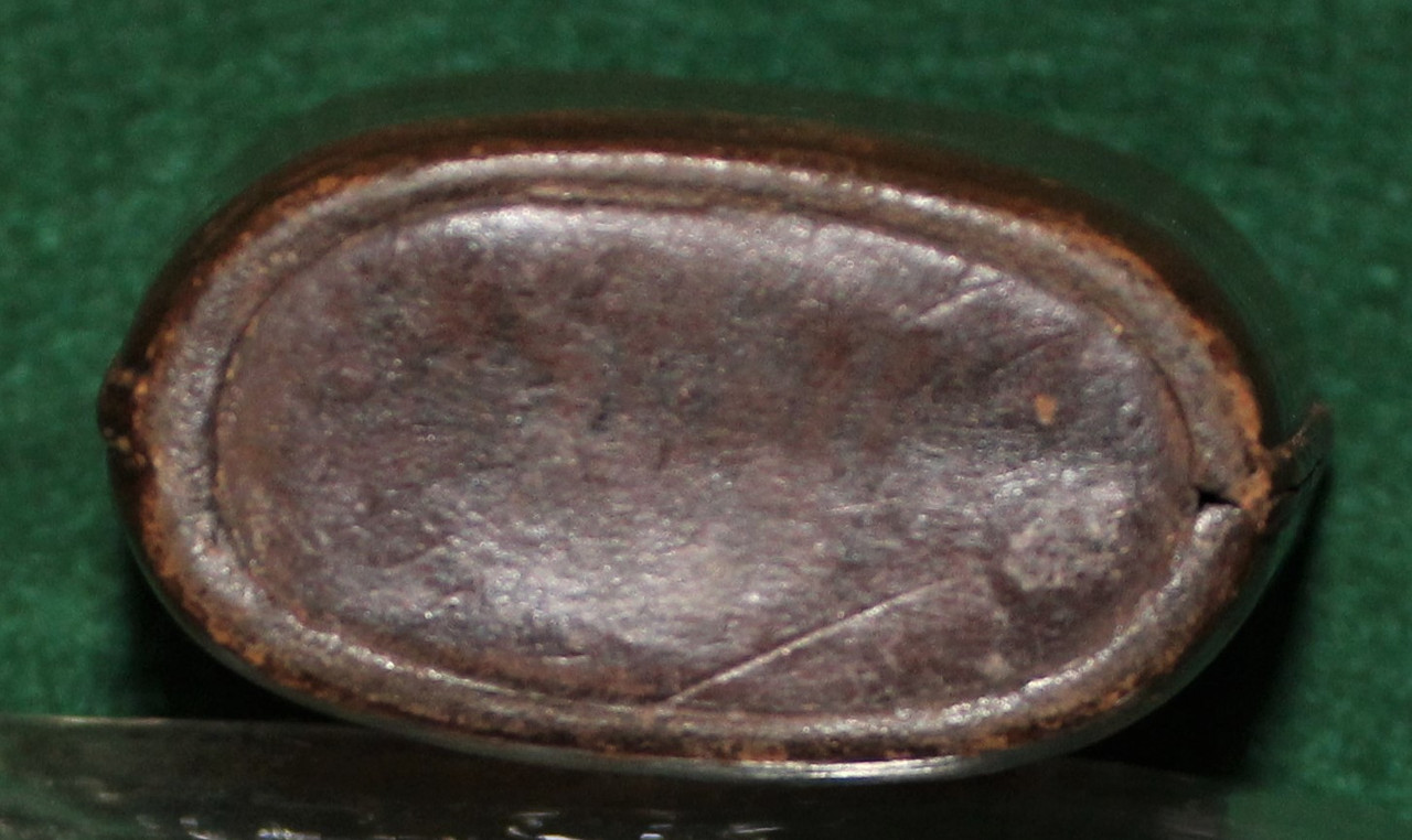 Leather covered Whiskey Flask, partially identified