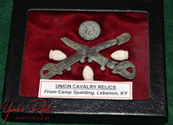 Federal Cavalry Insignia grouping, dug at Camp Spaulding, KY                  