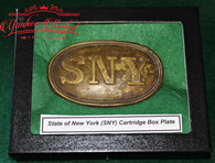 Beautiful non-dug New York (SNY) cartridge box plate (SOLD)                