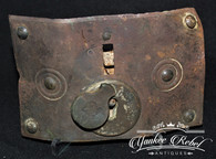 Dug Lock plate from a Civil War Officer’s Trunk, with military motif            