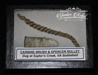 Spencer cartridge and cleaning brush, dug at Sailor’s Creek Battlefield     