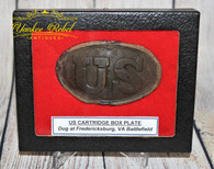 Civil War US Cartridge Box Plate, dug at Fredericksburg, VA in 1990