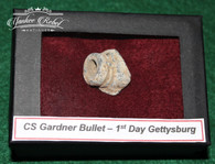 Confederate Gardner Bullet, dug the First Day’s Battlefield, Gettysburg – Shields Museum (SOLD)                             