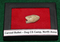  Carved bullet from a Confederate campsite, North Anna, Virginia Battlefield        