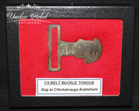 Tongue from a Leech & Rigdon Confederate 2-piece brass buckle, dug at Chickamauga Battlefield      