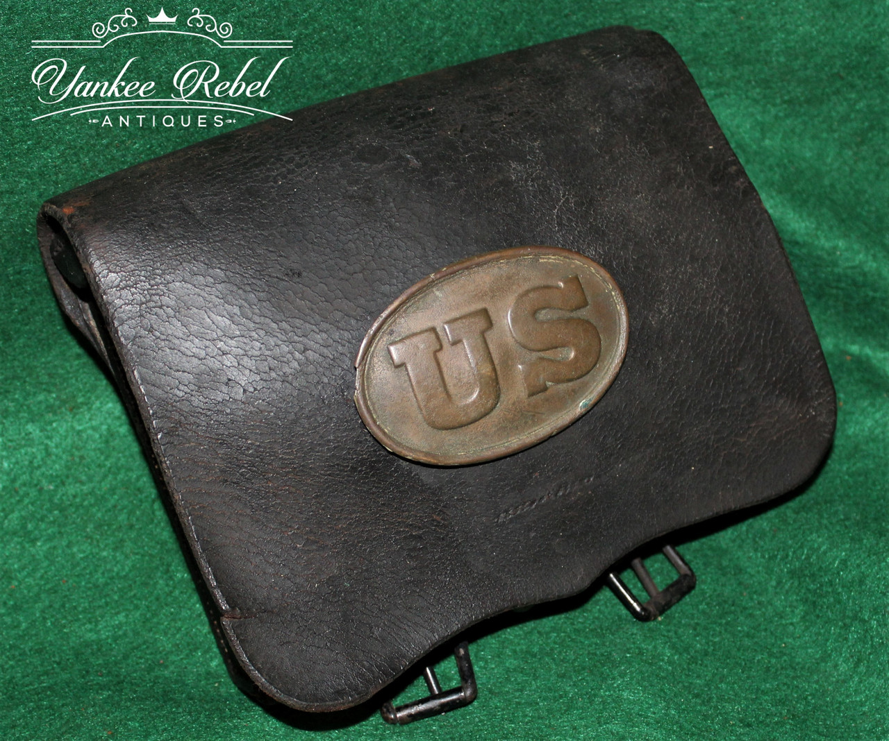 Civil War Cartridge Box with “US” plate and both tins – maker marked (SOLD)  - Yankee Rebel Antiques