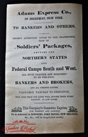 Original Civil War Adams Express Co. Advertising Flyer  (SOLD)               