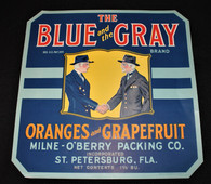Unused Fruit Crate label with a Union and Confederate veterans shaking hands  (SOLD)     