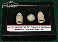 Grouping of three Civil War bullets from Gettysburg Campaign, Littlestown, PA  
