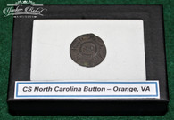Confederate North Carolina Sunburst button with “NC”, dug Orange, VA    