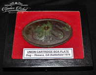 Civil War “US” Cartridge Box Plate, dug at Resaca, GA by Peter George in 1976  