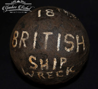 Revolutionary War 9-pounder solid shot cannonball from a British shipwreck at Lake Champlain, NY     