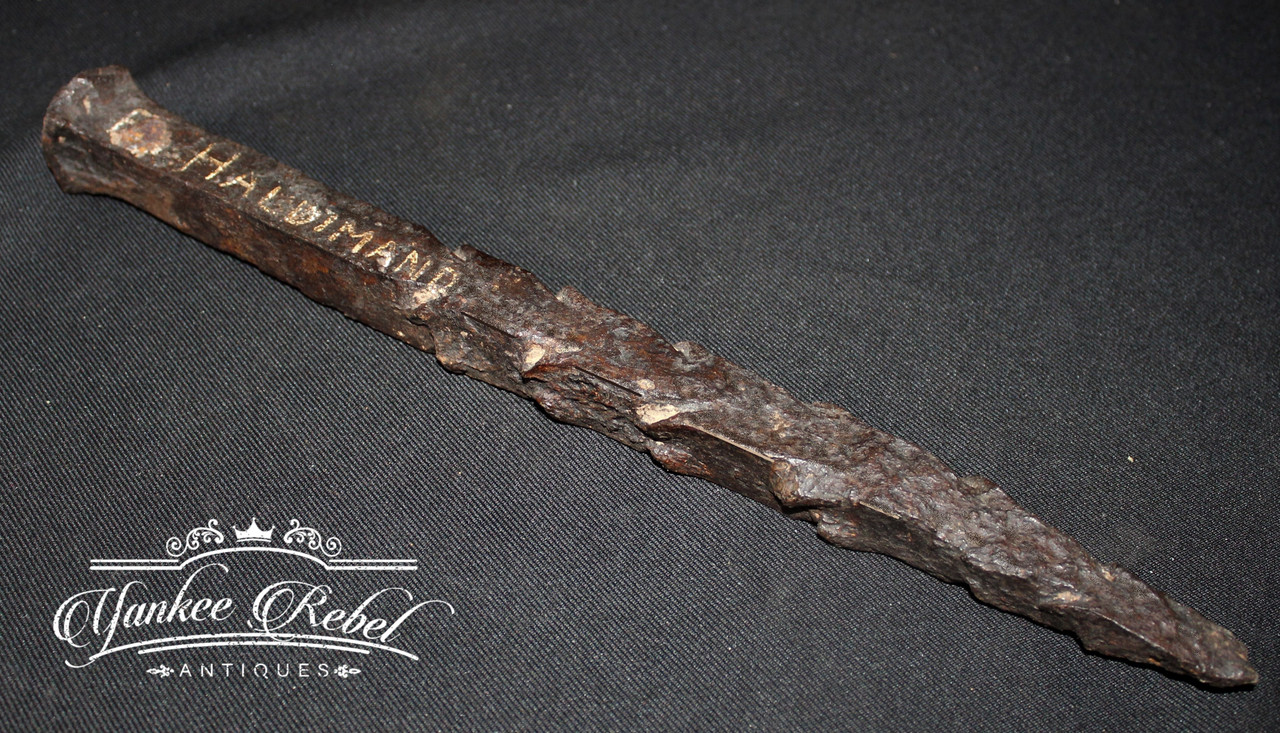 Revolutionary War large iron ship spike recovered at Fort