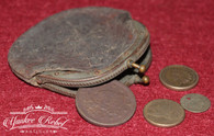 Original Civil War Soldier’s Change Purse with coins                 