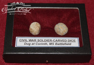 Civil War carved-lead dice, dug at Corinth Mississippi   