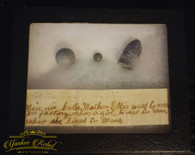 Display case of Civil War ammunition brought home from Springfield Armory with period note (SOLD)