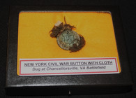 Civil War New York button with remains of coat, dug at Chancellorsville Battlefield (SOLD)
