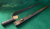 Revolutionary War Socket Bayonet with leather & brass scabbard (SOLD)
