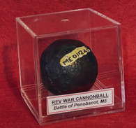 Cannonball fired from Naval Swivel Gun, recovered at Castine, Maine