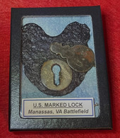 RARE - Civil War faceplate and brass cover from a “US” marked padlock, dug at Manassas