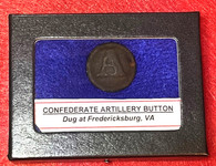 Excavated Confederate Block “A” Artillery Button, recovered at Fredericksburg, VA Battlefield