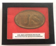 Civil War “US” Cartridge Box Plate, dug at Spotsylvania Battlefield