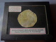 Revolutionary War soldier-carved “Buzzer”, dug at Ft. Ticonderoga by Frank Kravic (SOLD,MH)