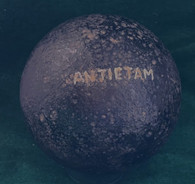 Civil War US/CS solid-shot cannonball, recovered from the Antietam Battlefield