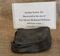 Civil War soldier’s sardine can, recovered at Fort Stevens, VA