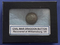 Civil War Dragoon button with “D”, recovered at Williamsburg, Virginia