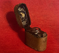 Civil War soldier's traveling inkwell with glass bottle insert