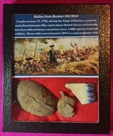 Revolutionary War spoon, lead piece, and shard recovered from Bunker Hill in 1847