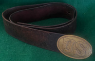 Civil War US buckle on the original leather belt