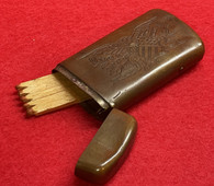 Civil War soldier’s Patriotic Shield Match Safe with matches, as in books and museums