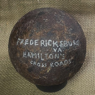 Civil War12-pounder cannonball recovered at Fredericksburg, in the Hamilton’s Crossing area