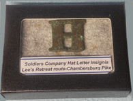 Civil War letter “H” hat insignia, found along Lee’s Retreat Route from Gettysburg