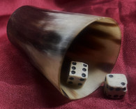 Pair of Revolutionary War Dice with British tax stamp and horn cup, as in museum & books