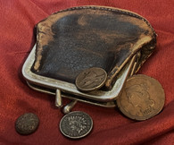 Civil War Soldier’s Leather Change Purse with period coins & button, and a dug example included