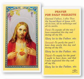 Prayer for Daily Neglects Laminated Holy Card