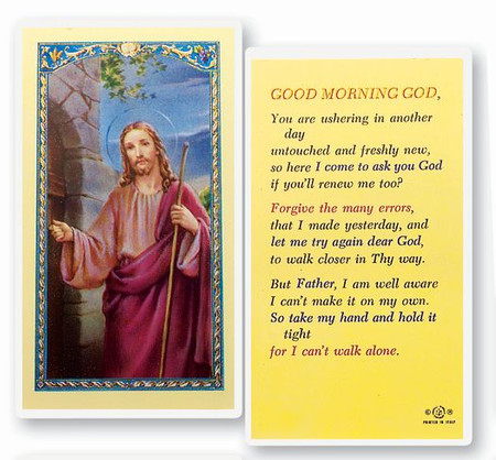 Good Morning God Laminated Holy Card