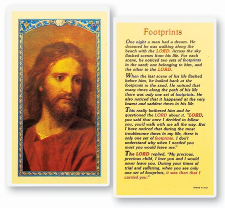 Footprints Laminated Holy Card