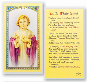 Little White Guest Christ Child Laminated Holy Card