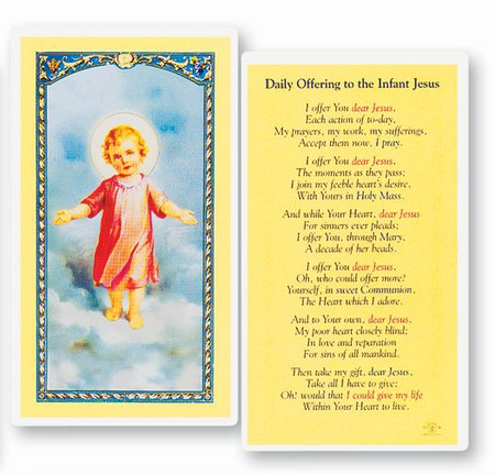 Daily Offering to the Infant Jesus Laminated Holy Card