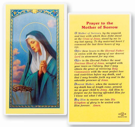 Mother of Sorrow Prayer Laminated Holy Card
