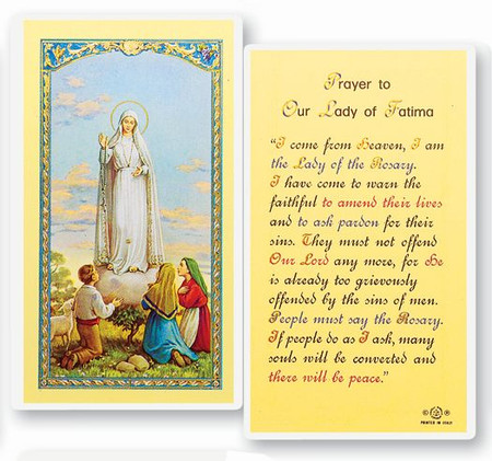 Our Lady of Fatima Prayer Laminated Holy Card