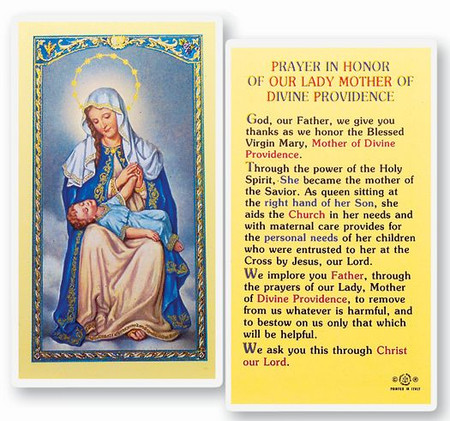 Our Lady Mother of Divine Providence Prayer Laminated Holy Card